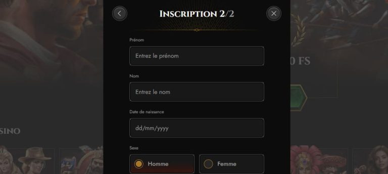Legiano Casino création compte